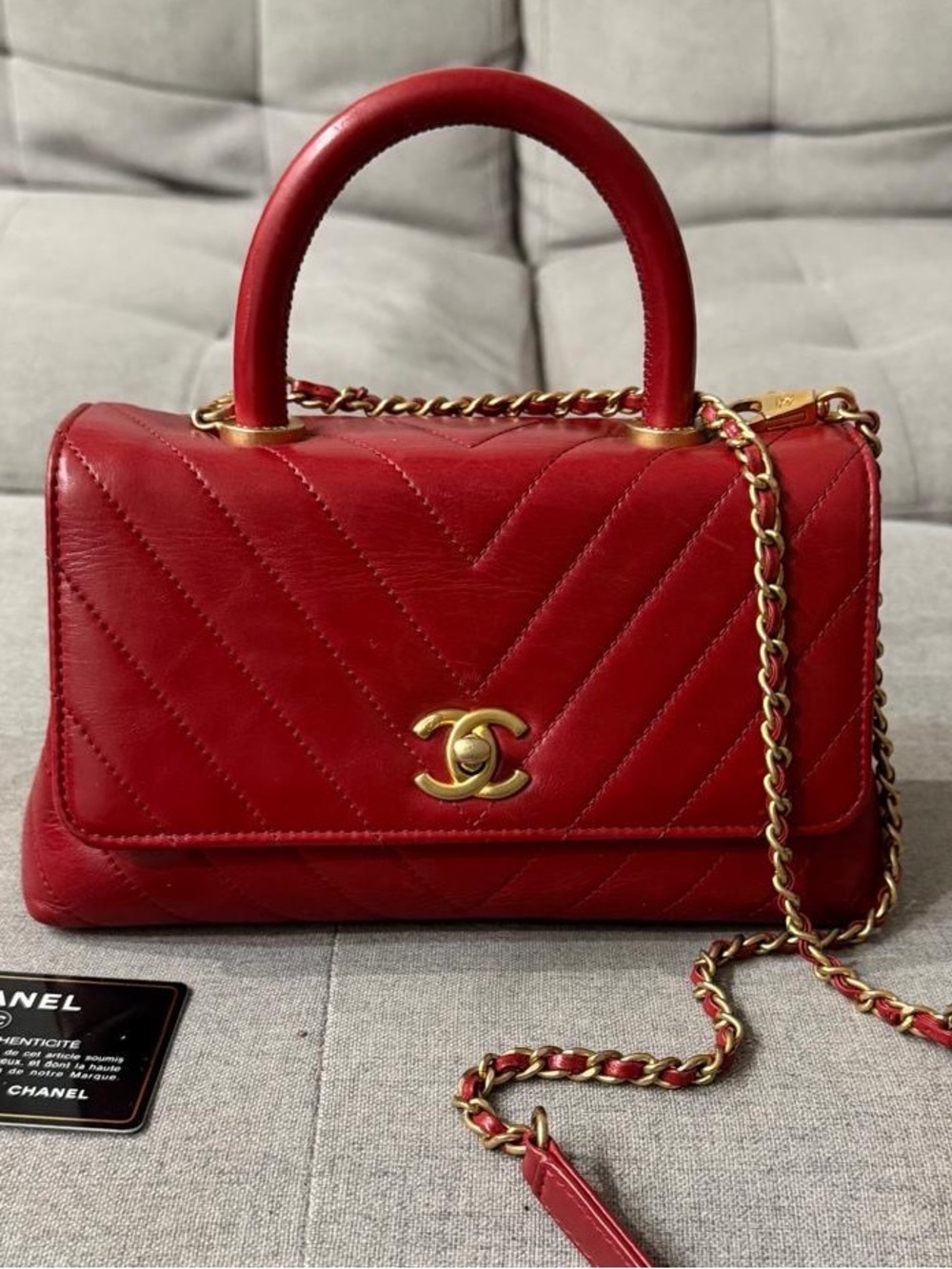 CHANEL CHEVRON COCO TOP HANDLE SMALL
